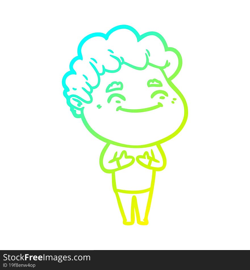 Cold Gradient Line Drawing Cartoon Friendly Man