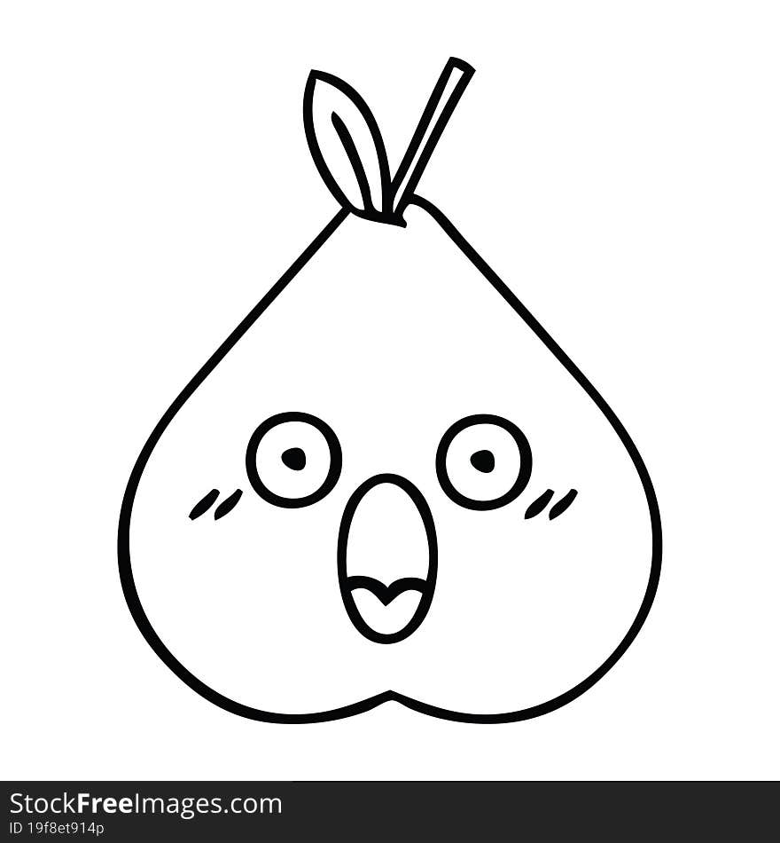 line drawing cartoon green pear