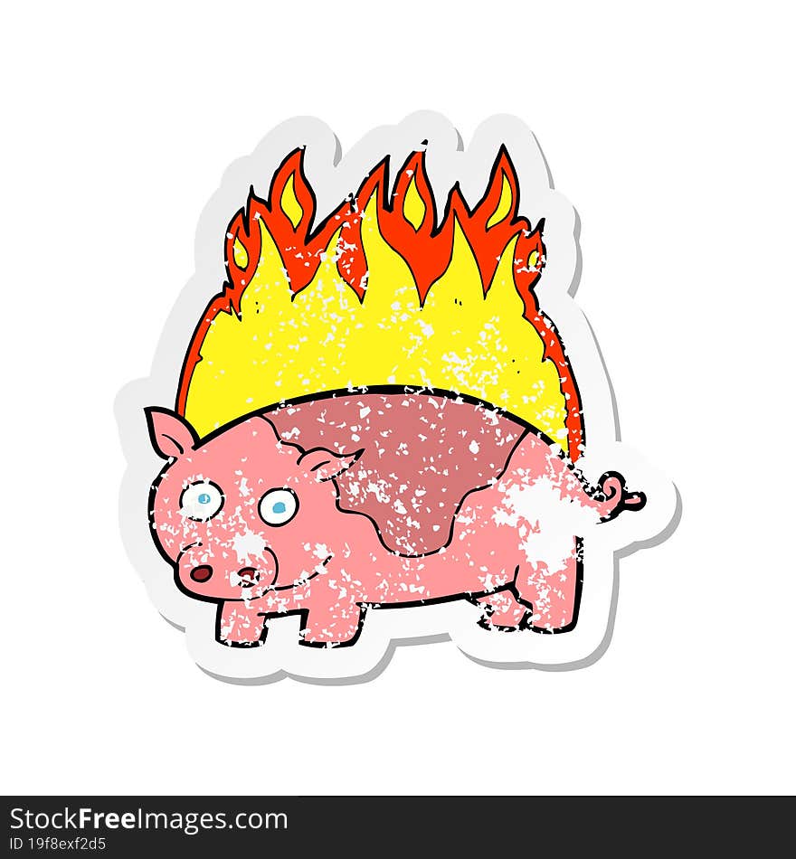 retro distressed sticker of a cartoon roast ham