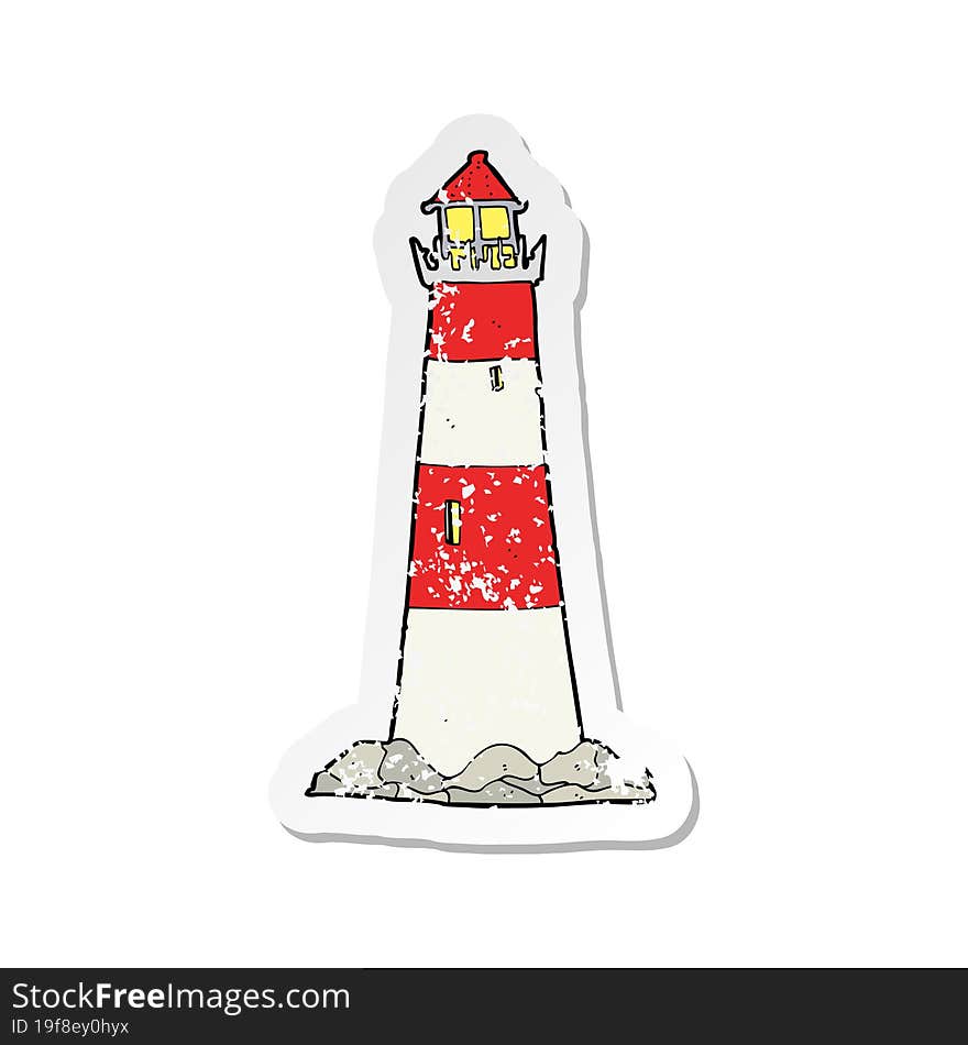 retro distressed sticker of a cartoon light house