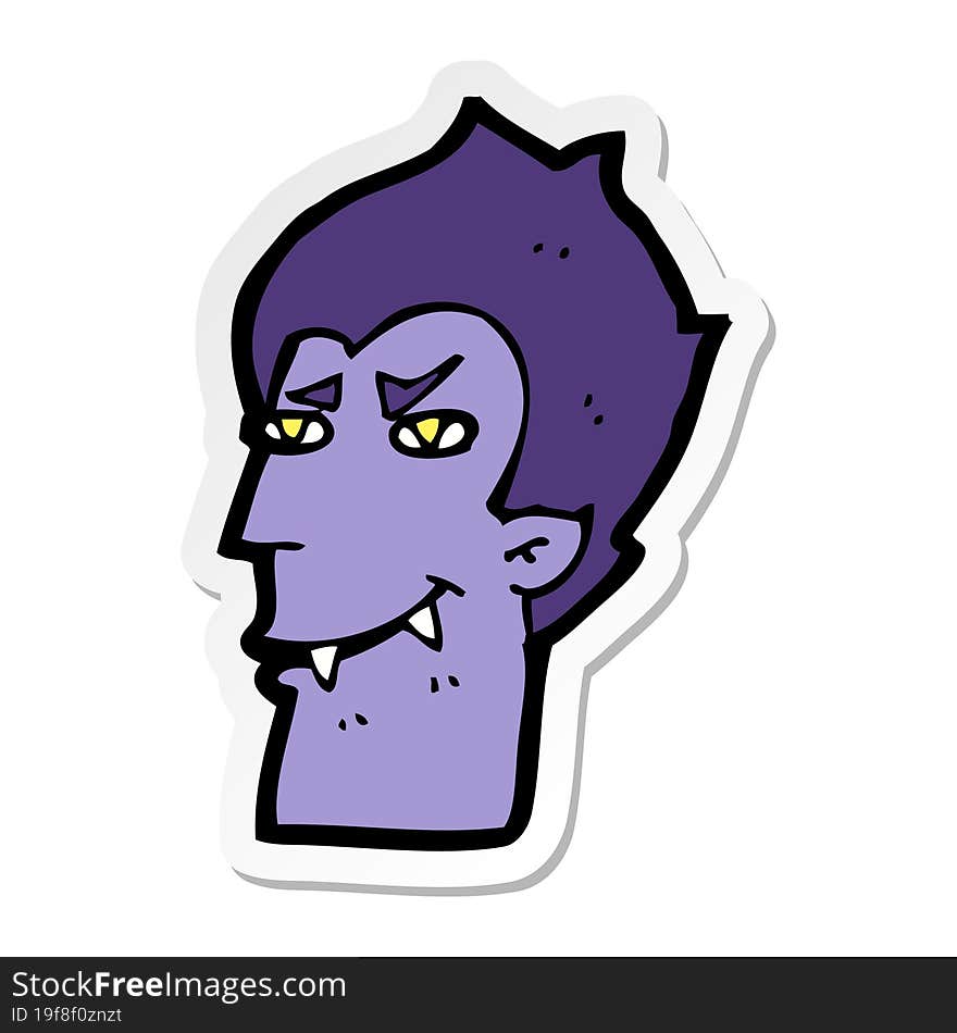 sticker of a cartoon vampire face