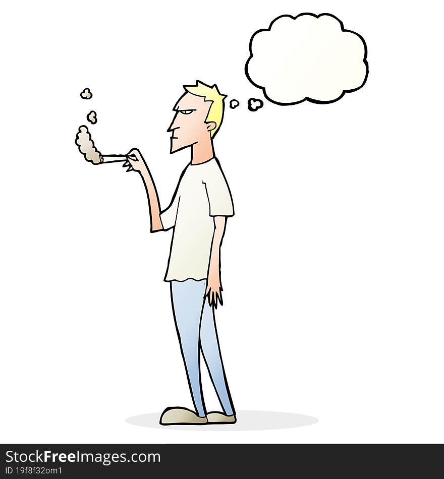 cartoon annoyed smoker with thought bubble