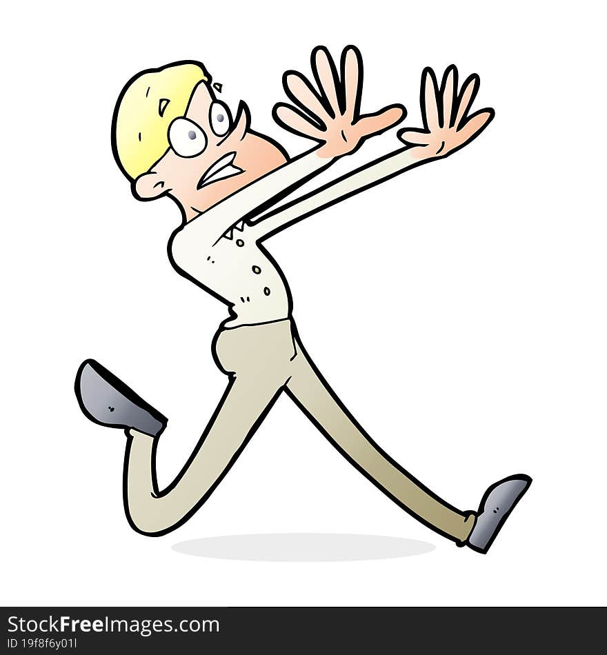 cartoon man running away