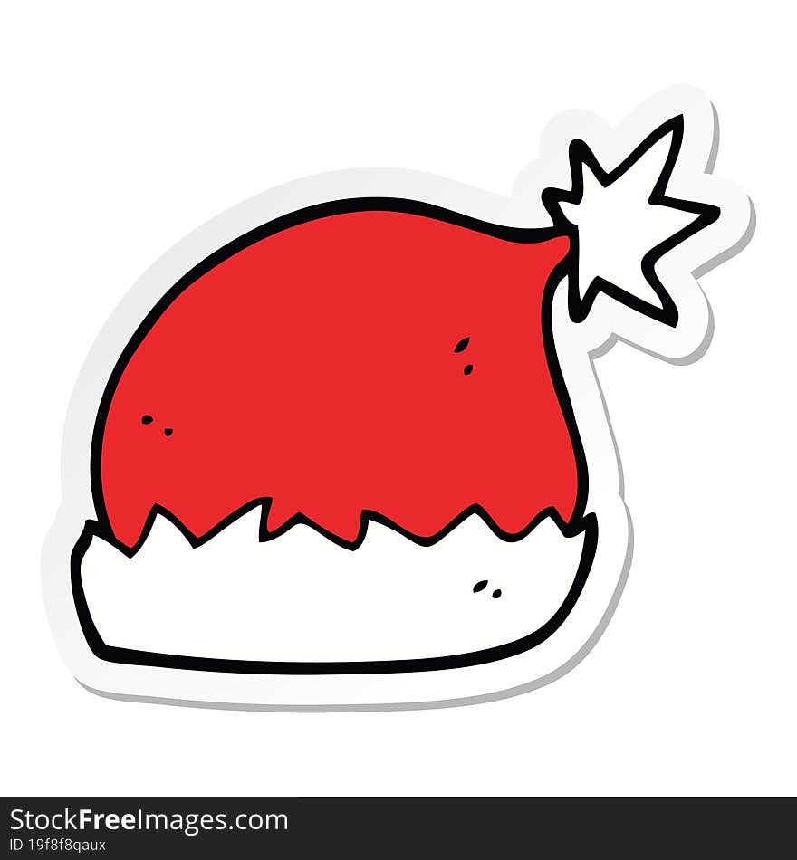 Sticker Of A Cartoon Santa Hat