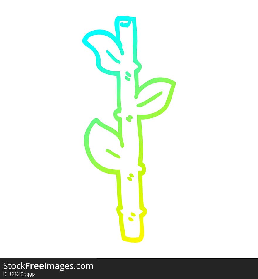 cold gradient line drawing cartoon bamboo