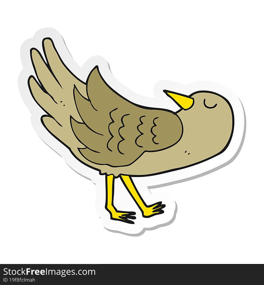 Sticker Of A Cartoon Bird