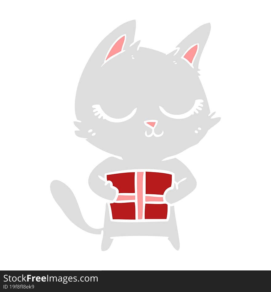 calm flat color style cartoon cat