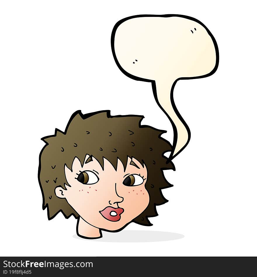 cartoon surprised woman with speech bubble