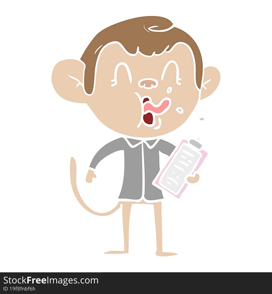 crazy flat color style cartoon monkey manager