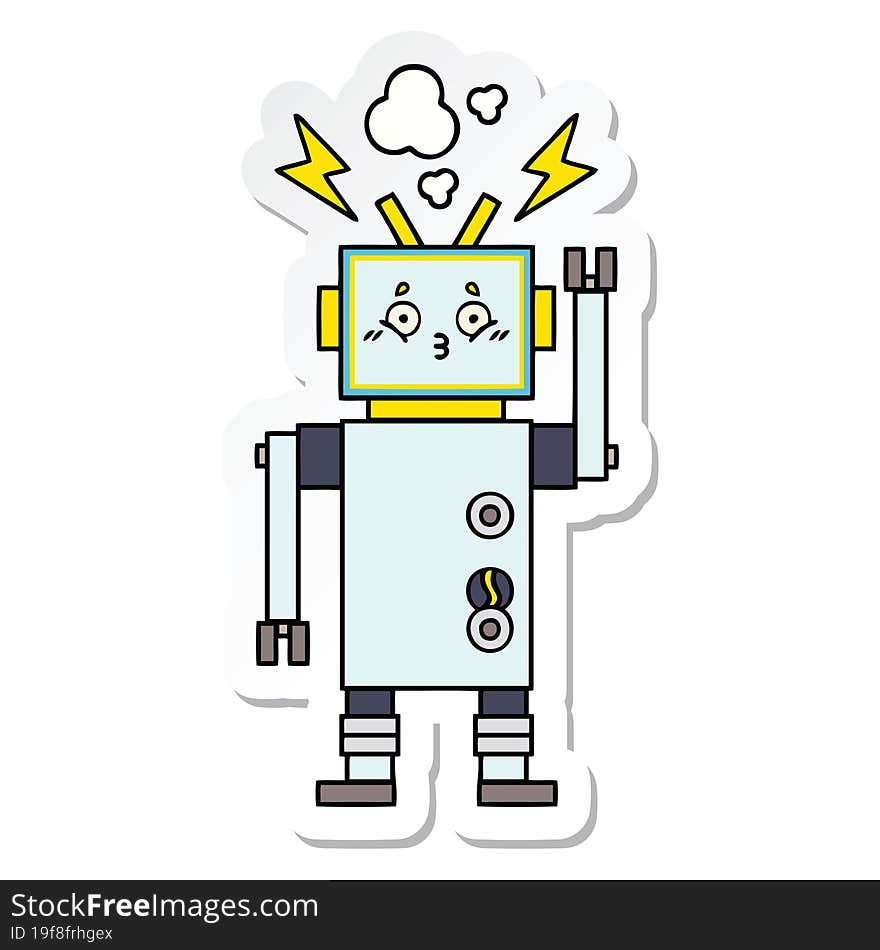 Sticker Of A Cute Cartoon Robot