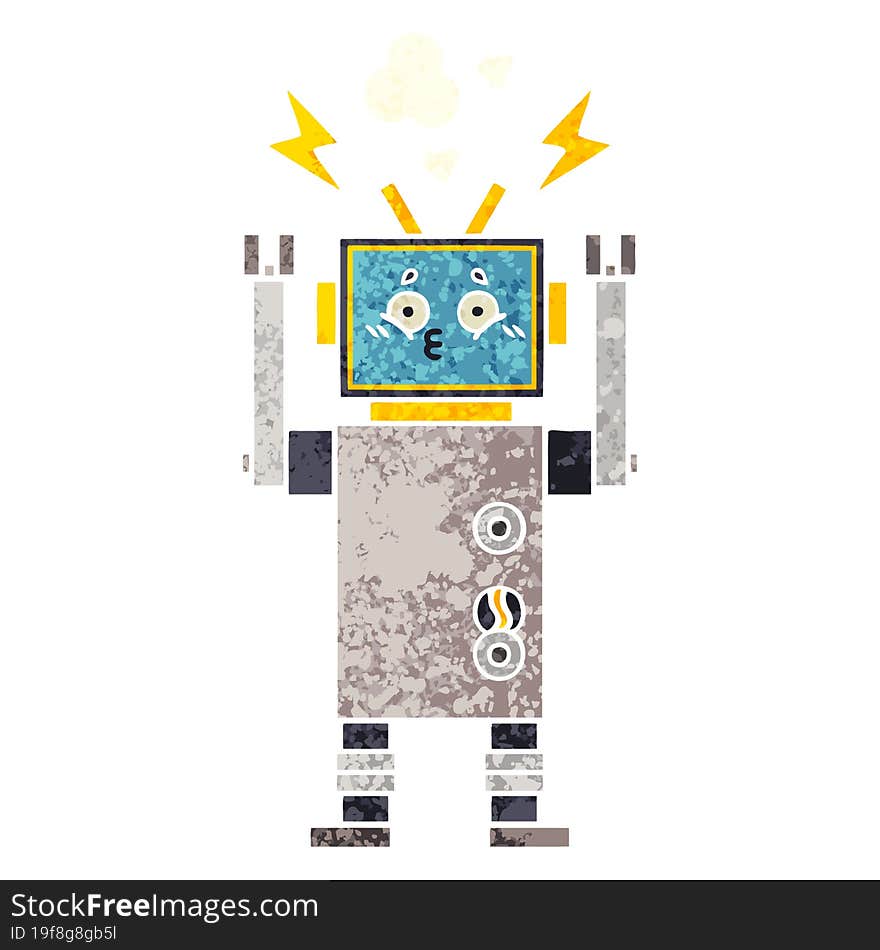 Retro Illustration Style Cartoon Robot