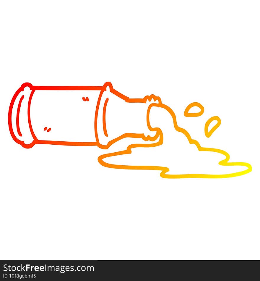 Warm Gradient Line Drawing Cartoon Spilled Beer