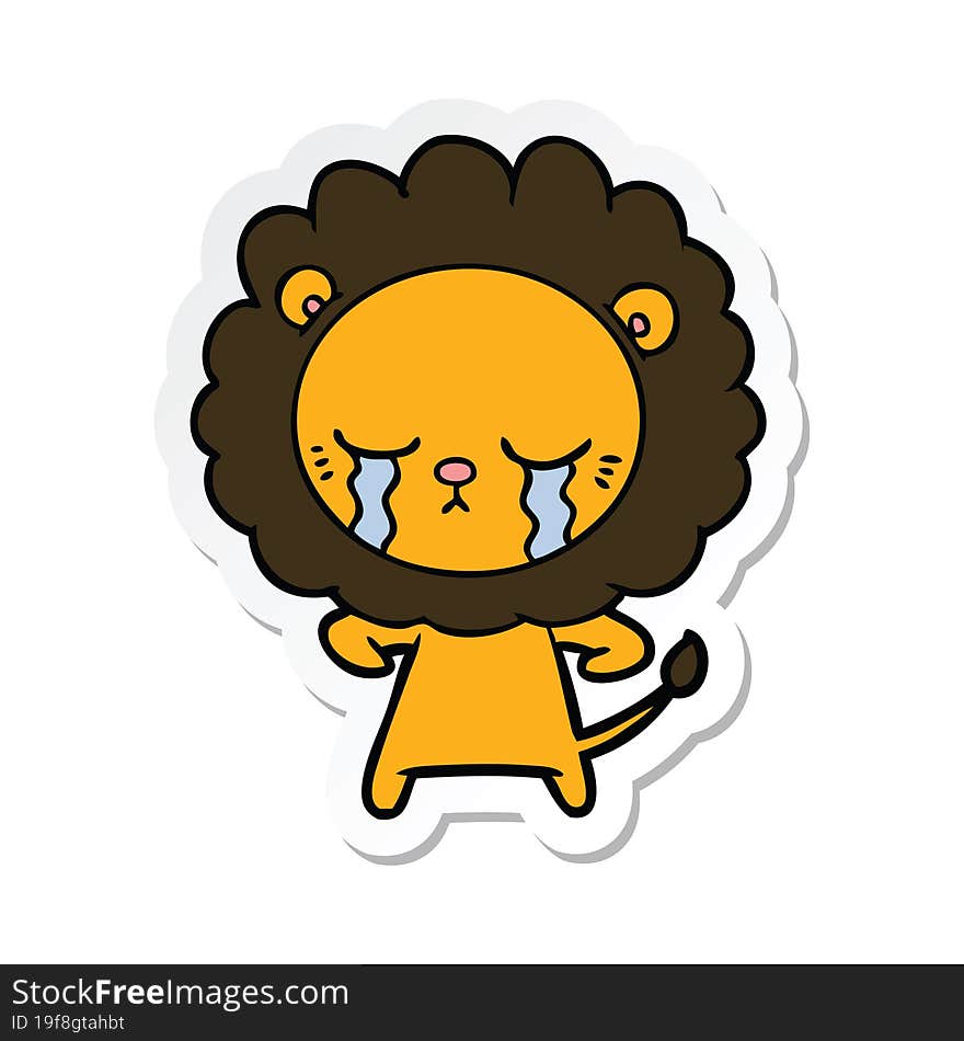 Sticker Of A Crying Cartoon Lion