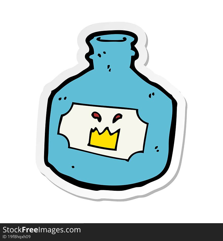 Sticker Of A Cartoon Old Bottle