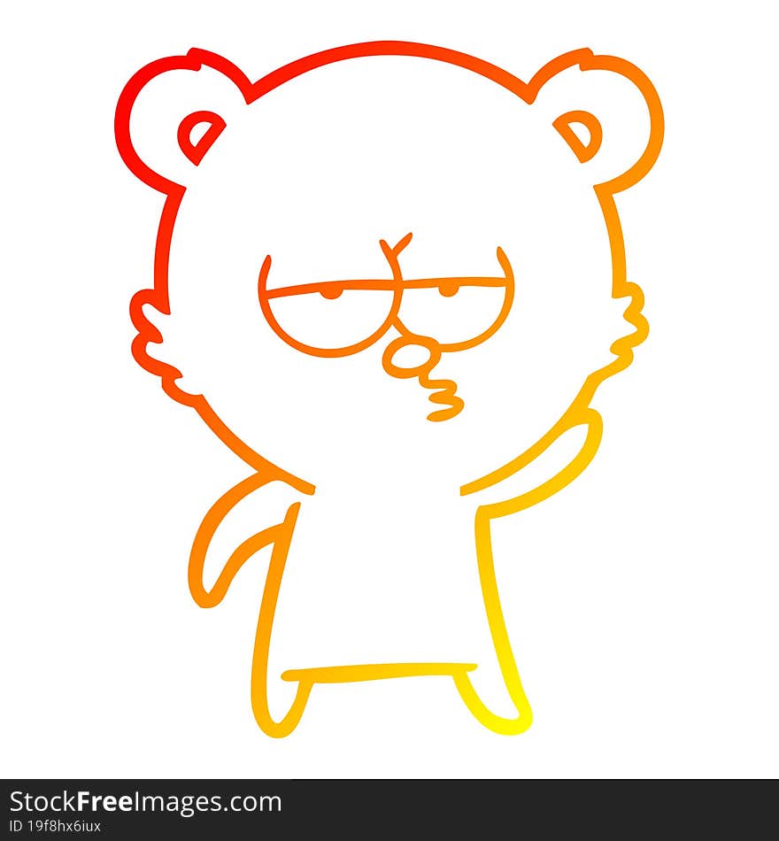 warm gradient line drawing bored polar bear cartoon