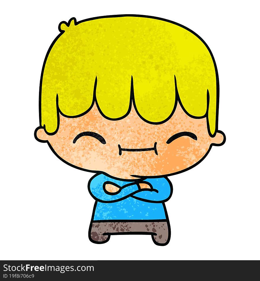 textured cartoon of kawaii cute boy