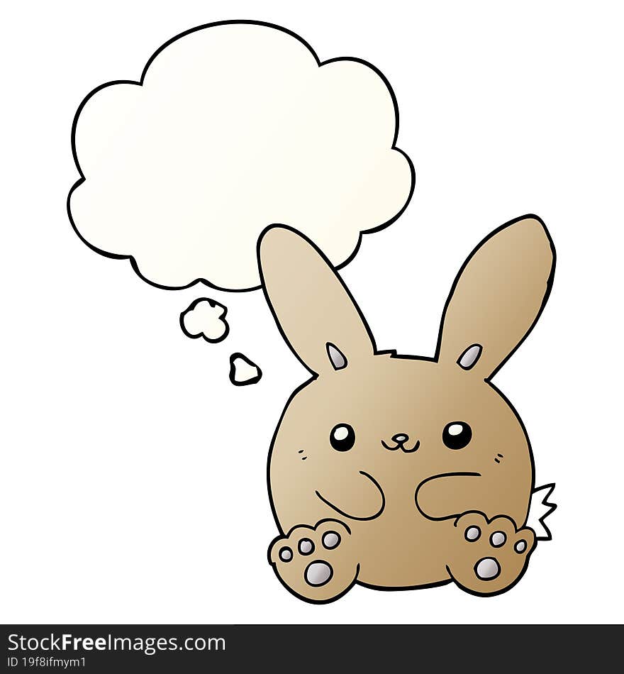 cartoon rabbit with thought bubble in smooth gradient style