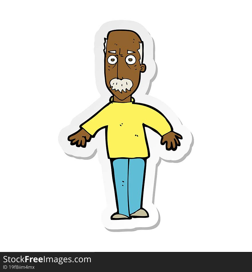 sticker of a cartoon annoyed old man