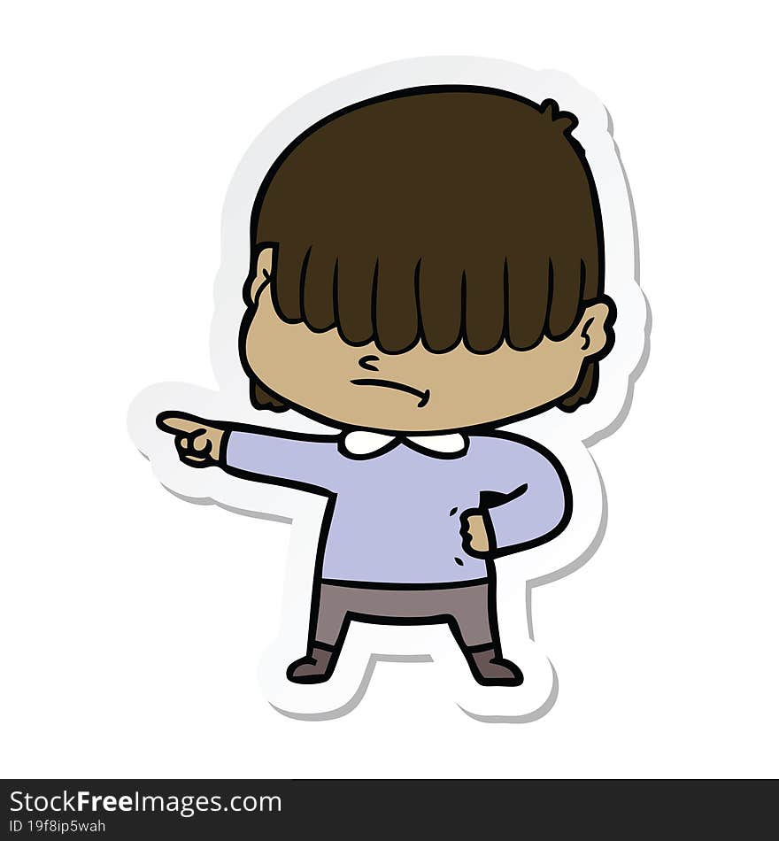 sticker of a cartoon boy with untidy hair