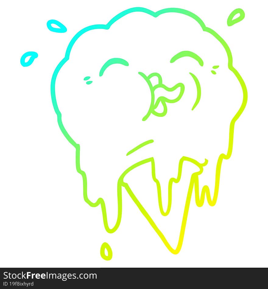 cold gradient line drawing cartoon melting ice cream