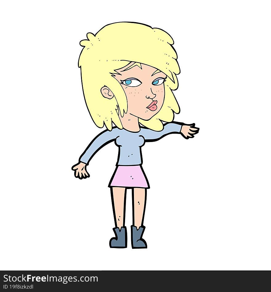 cartoon woman playing it cool