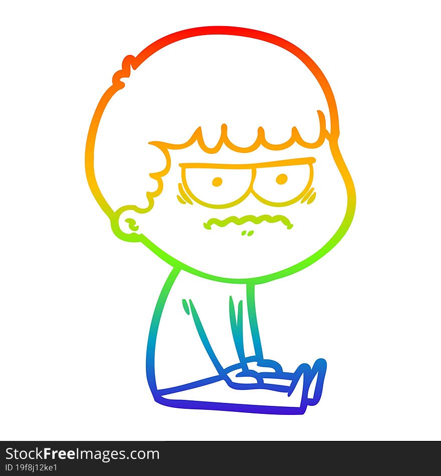 rainbow gradient line drawing cartoon annoyed man