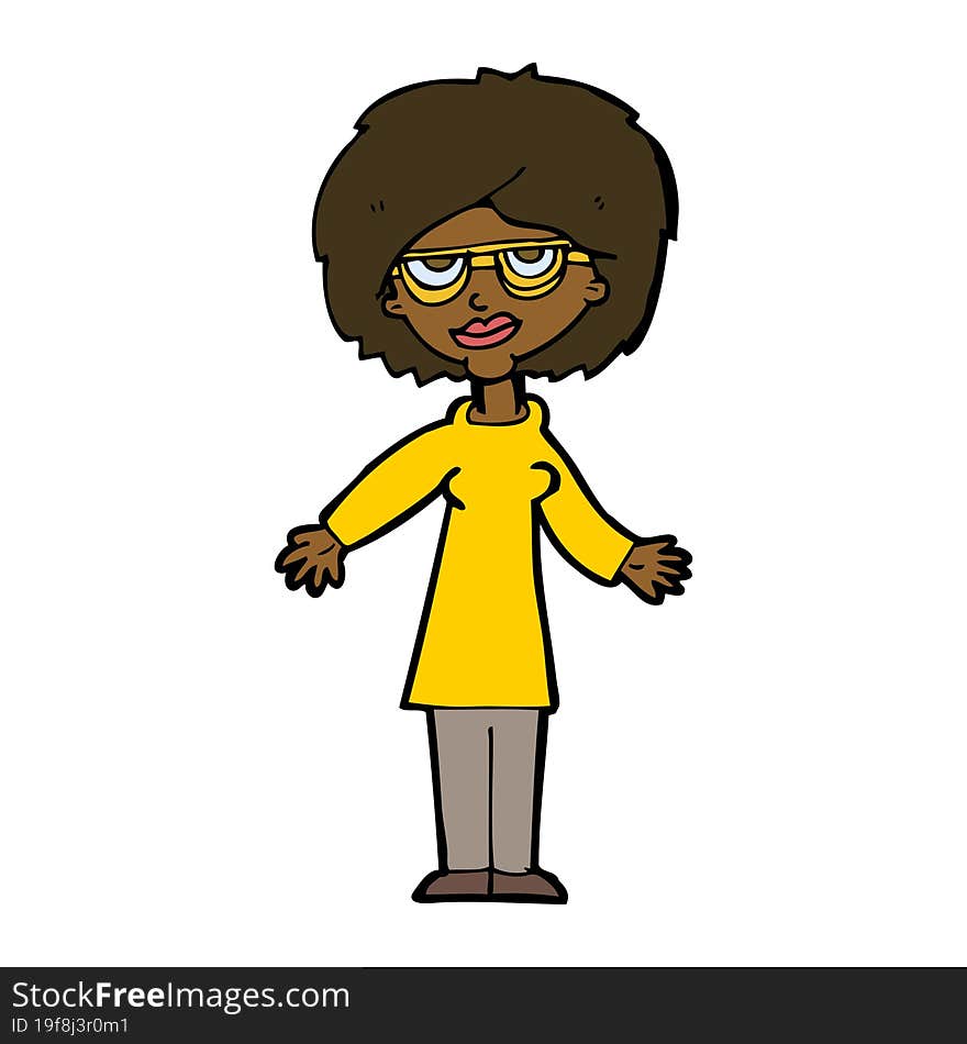 cartoon woman wearing glasses