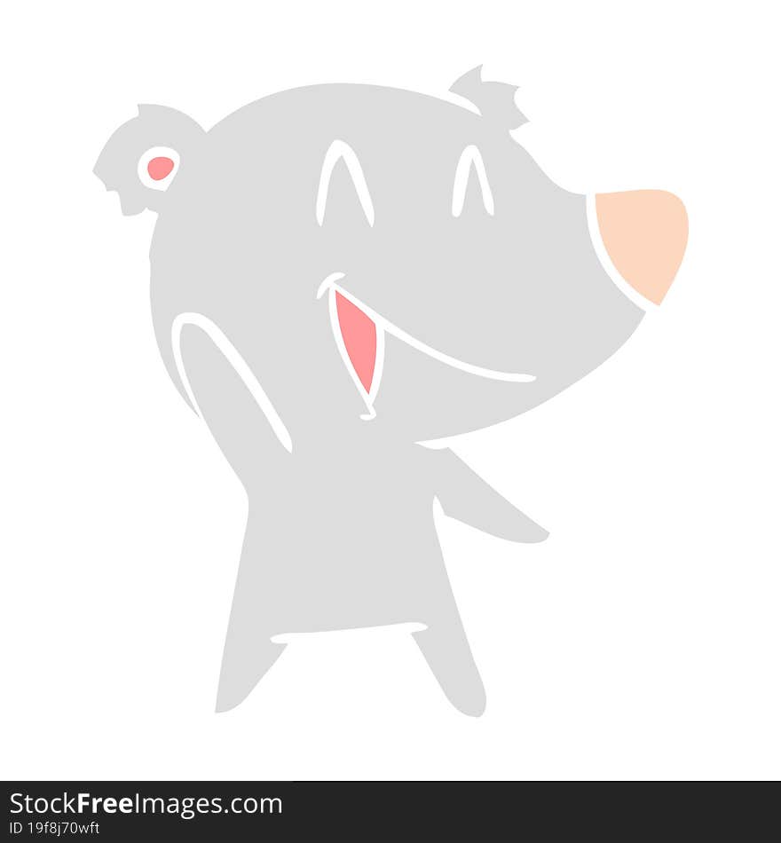 laughing bear flat color style cartoon