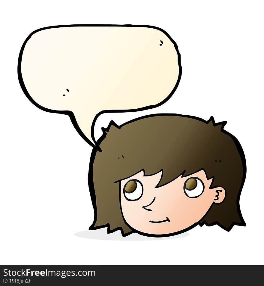 Cartoon Female Face With Speech Bubble