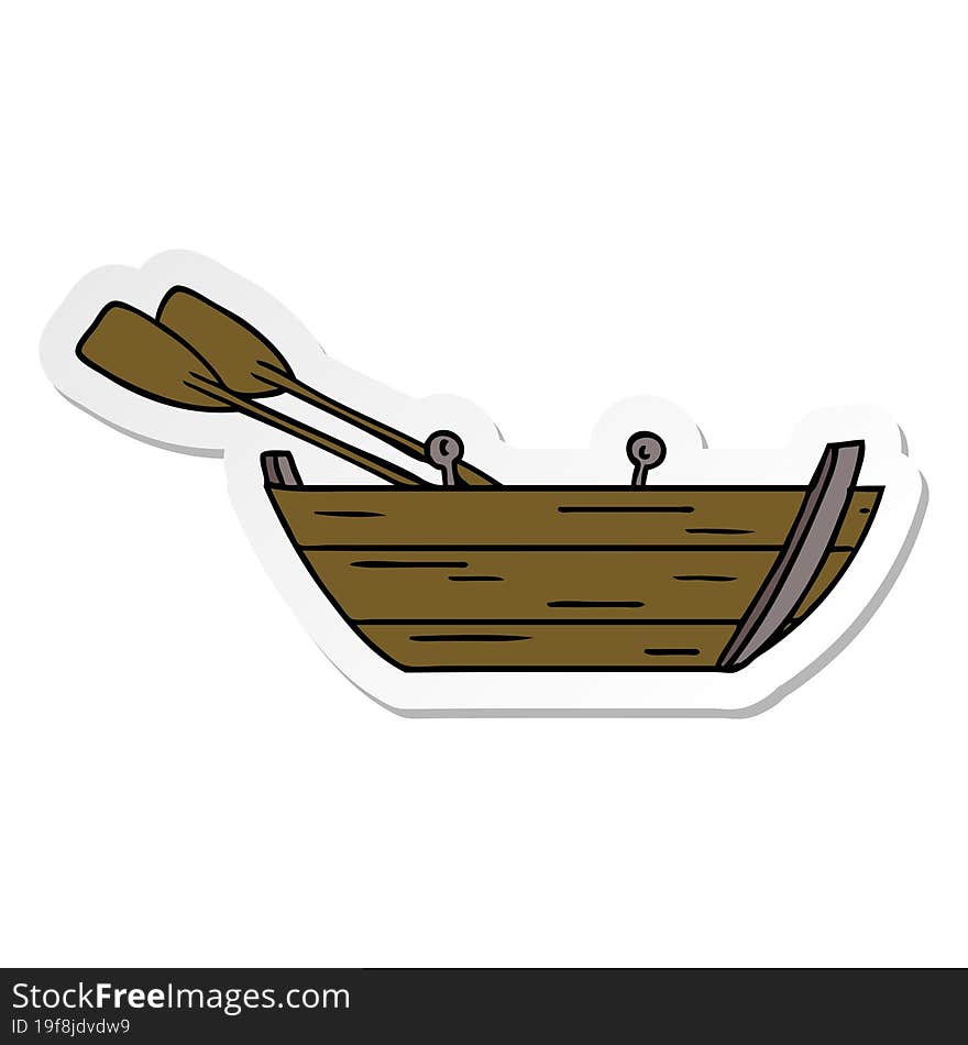 sticker cartoon doodle of a wooden row boat