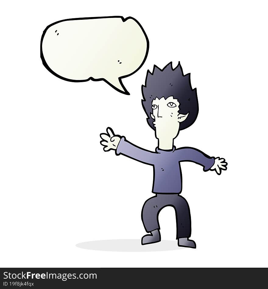 cartoon vampire with speech bubble