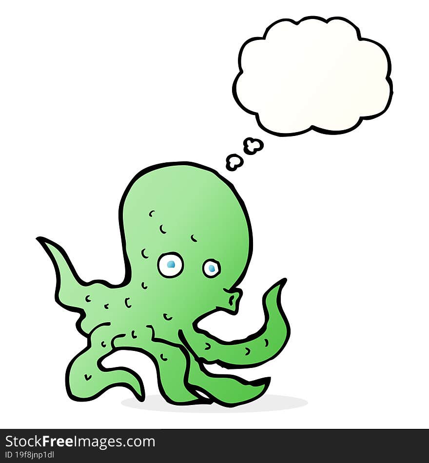 cartoon octopus with thought bubble