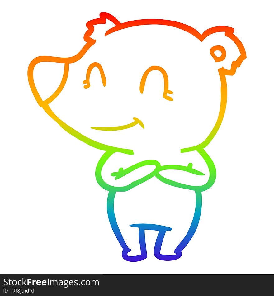 rainbow gradient line drawing friendly bear cartoon