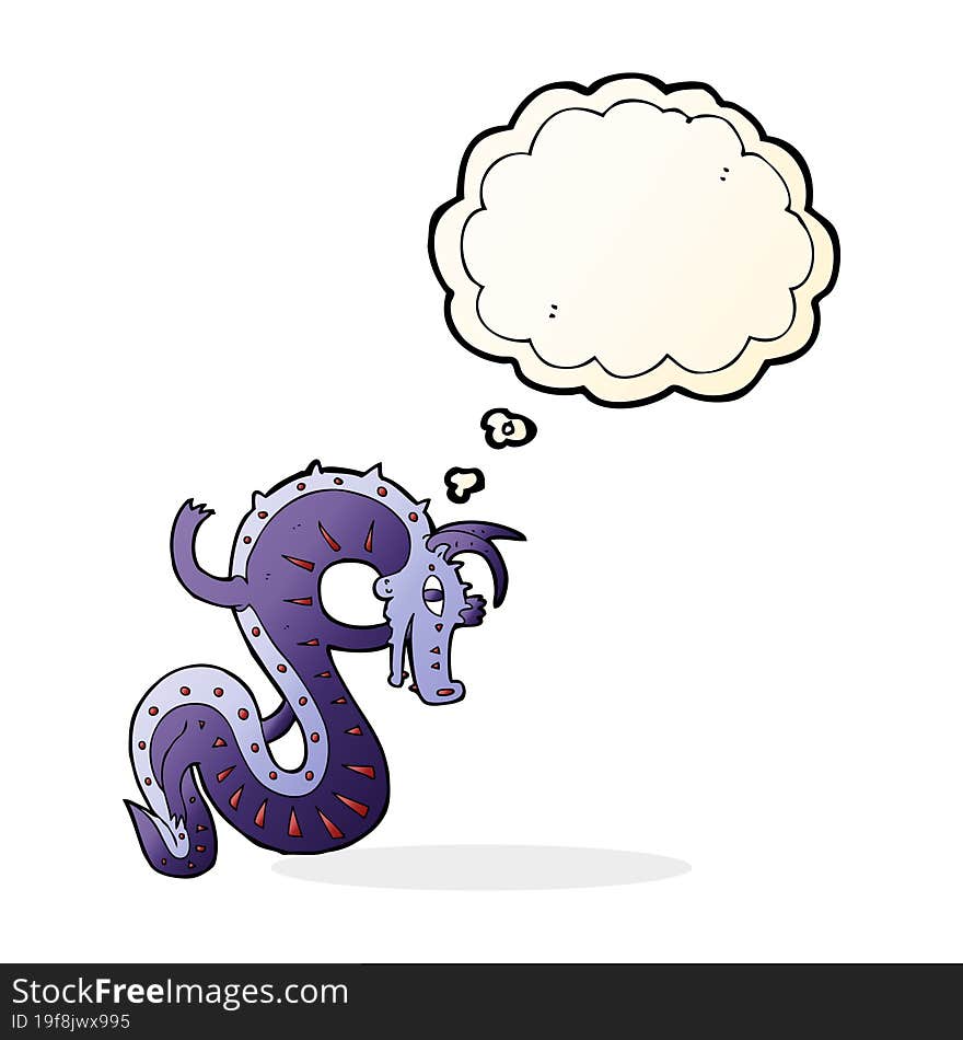 Saxon Dragon Cartoon With Thought Bubble