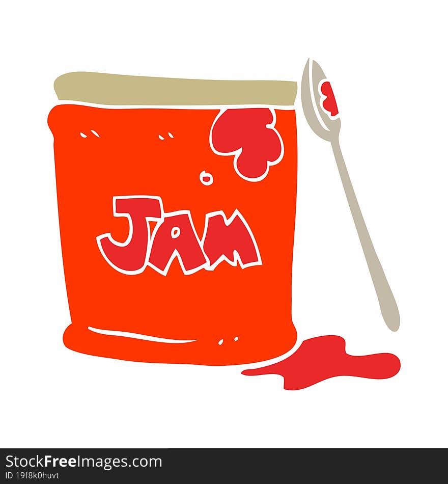 Flat Color Illustration Of A Cartoon Jam Jar