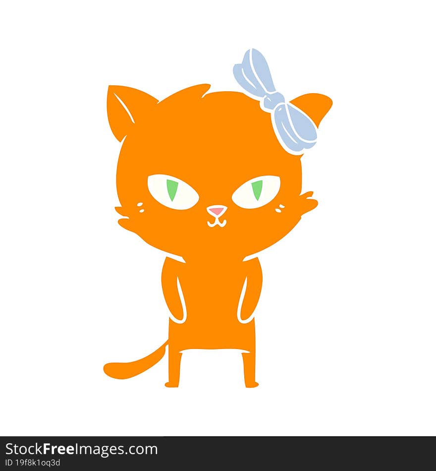 cute flat color style cartoon cat