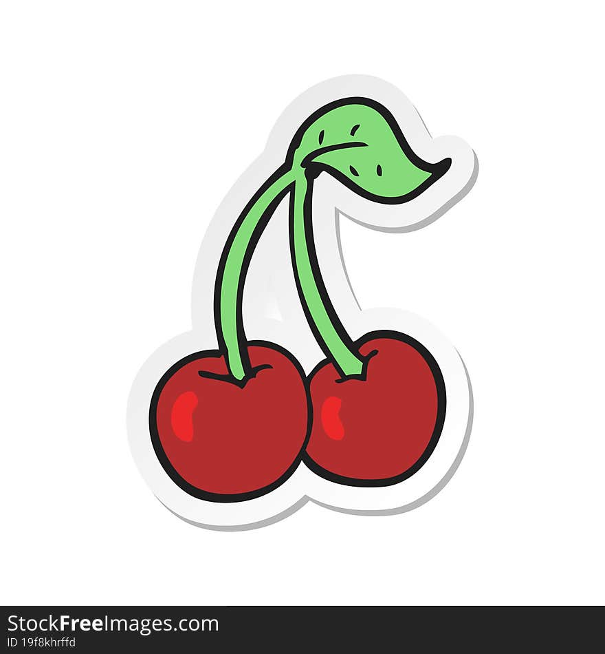 Sticker Of A Cartoon Cherries