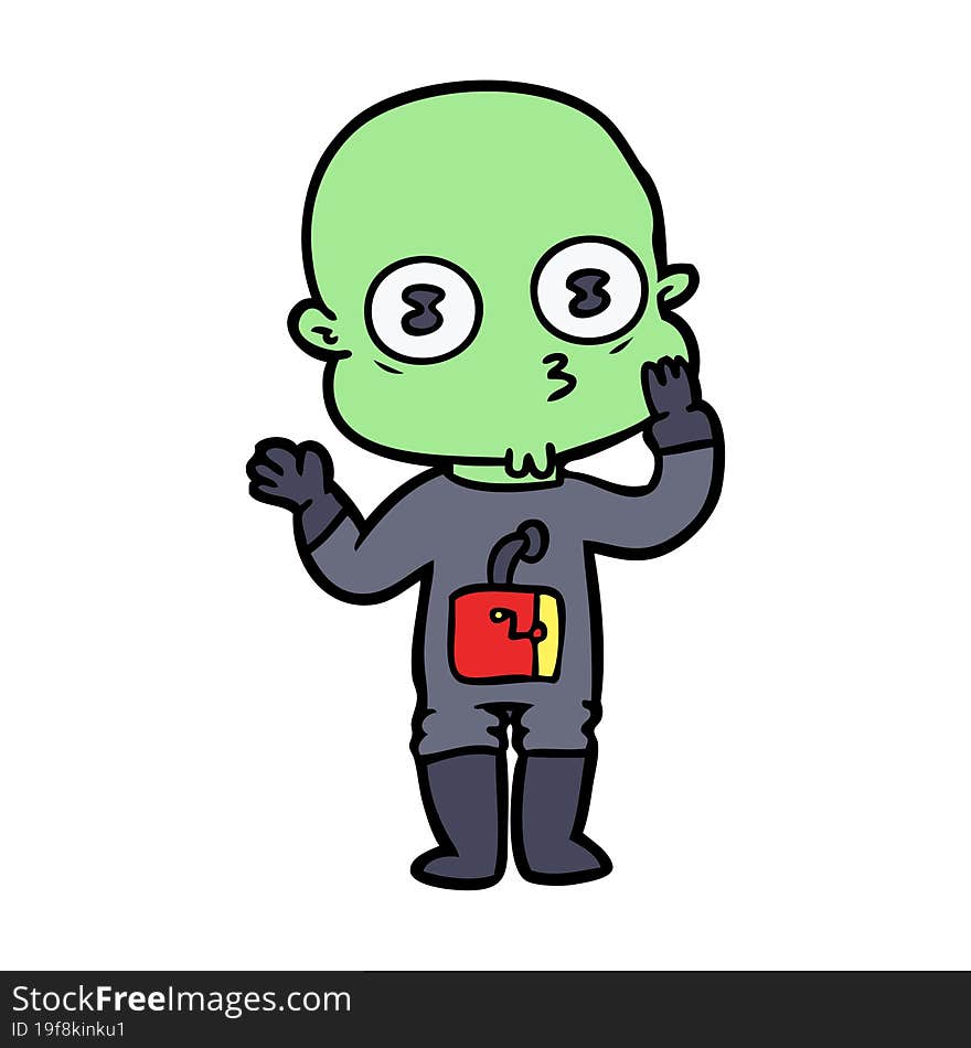 cartoon weird bald spaceman. cartoon weird bald spaceman