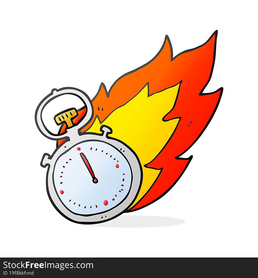 cartoon flaming stop watch