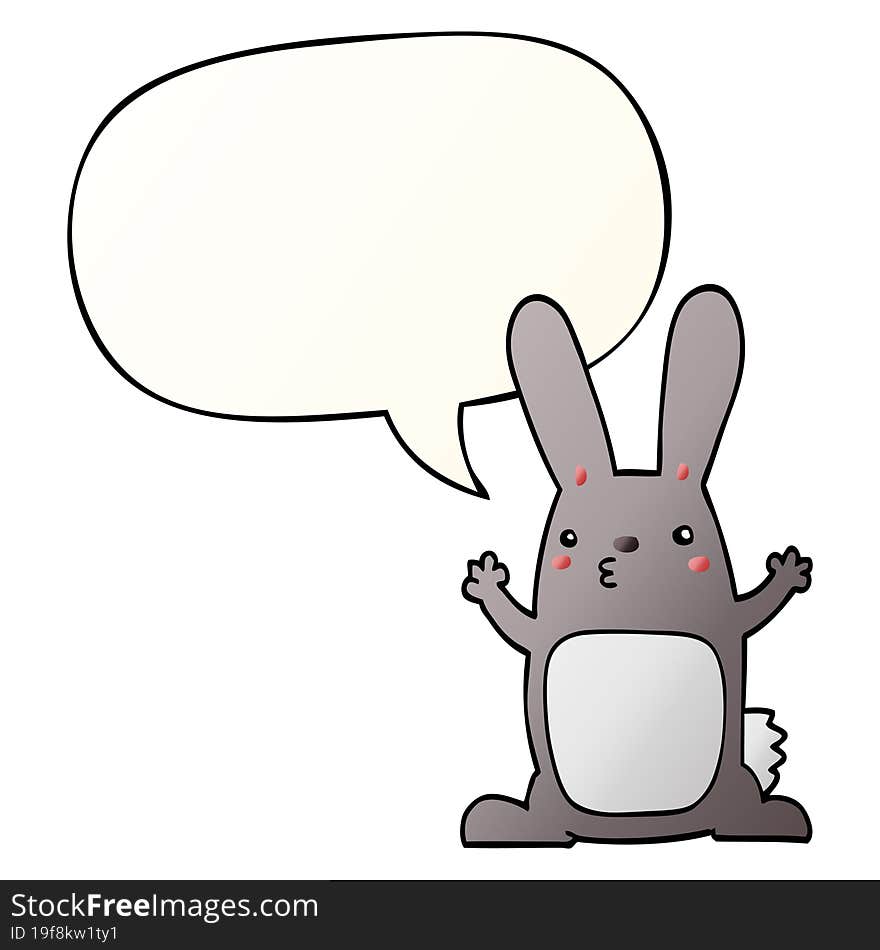 Cartoon Rabbit And Speech Bubble In Smooth Gradient Style