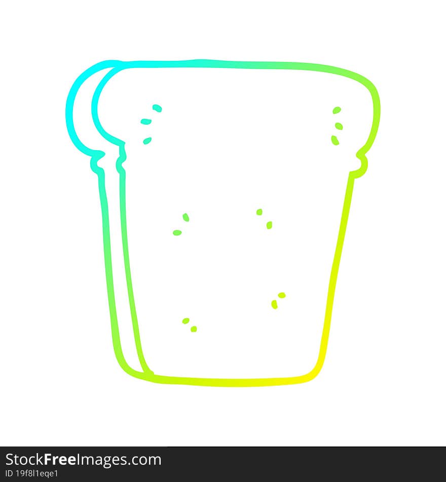 cold gradient line drawing of a cartoon slice of bread