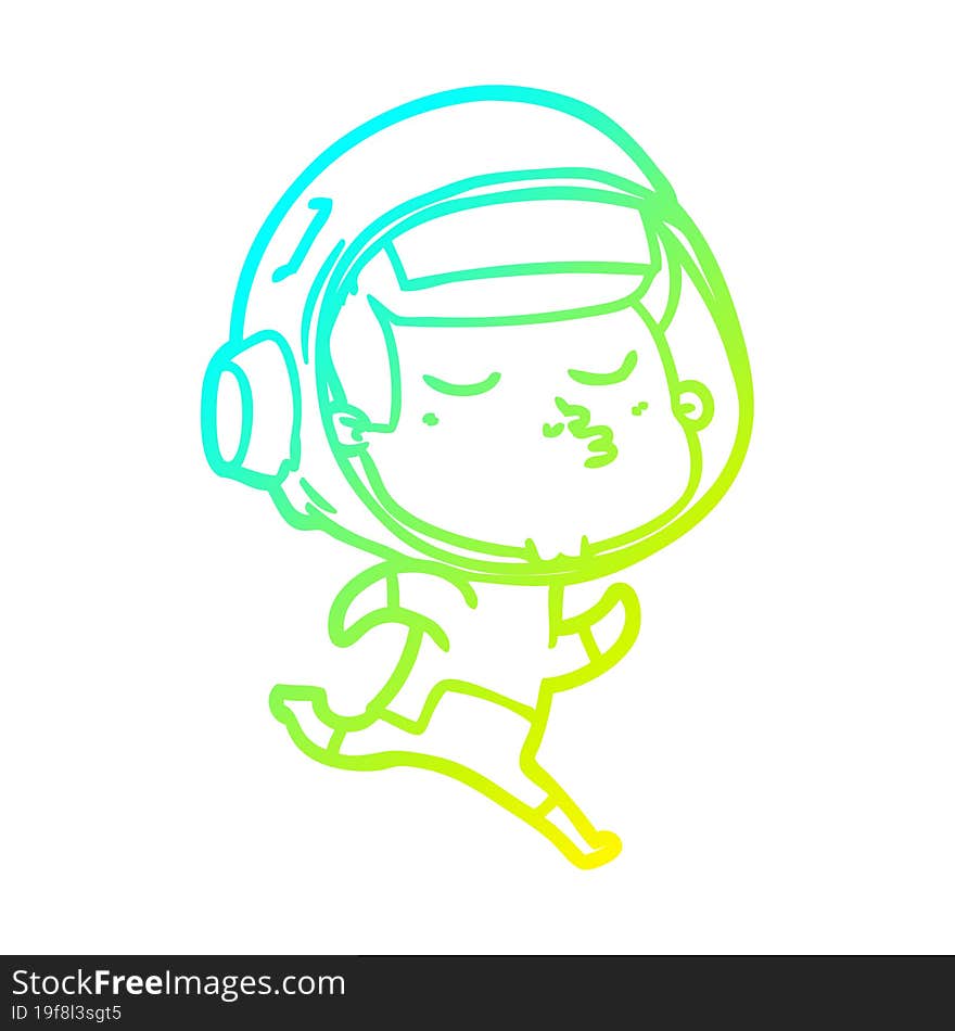 cold gradient line drawing cartoon confident astronaut