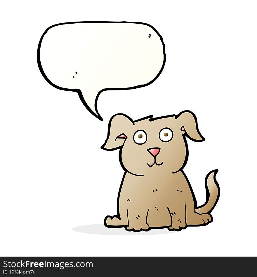 cartoon happy dog with speech bubble