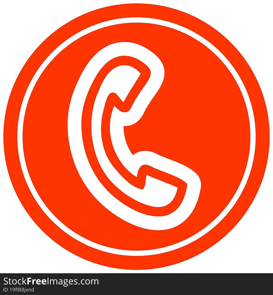 Telephone Handset Circular Icon