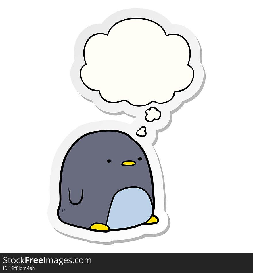 Cute Cartoon Penguin And Thought Bubble As A Printed Sticker