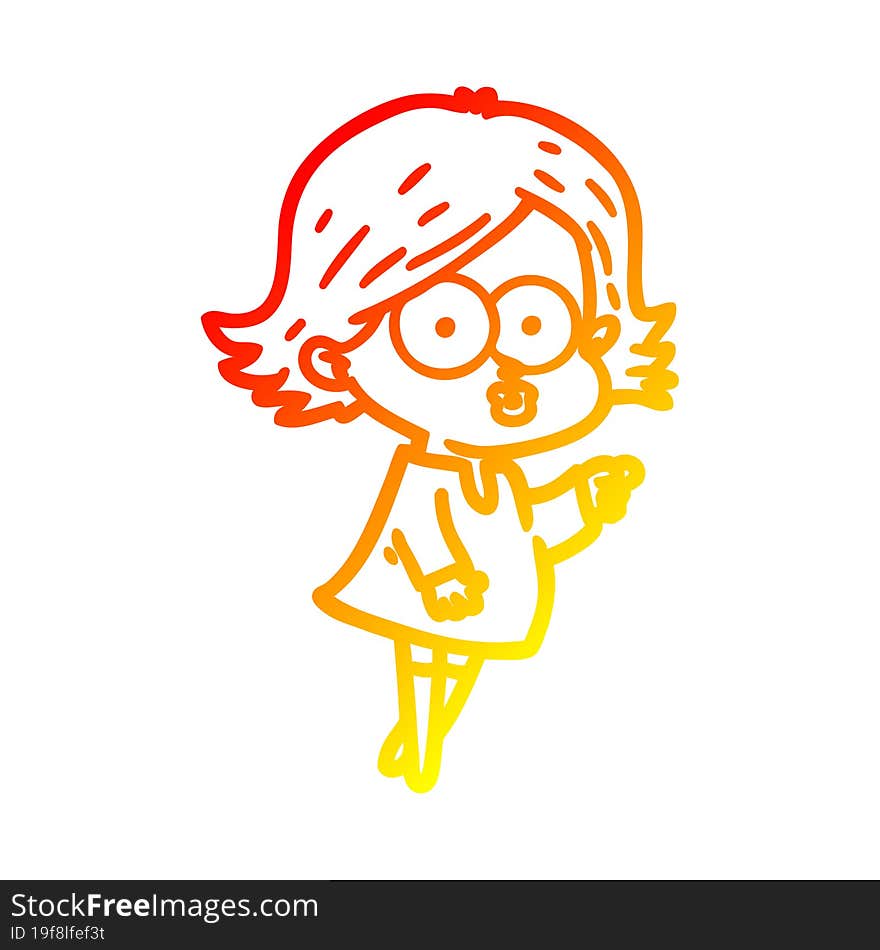 warm gradient line drawing cartoon girl pouting