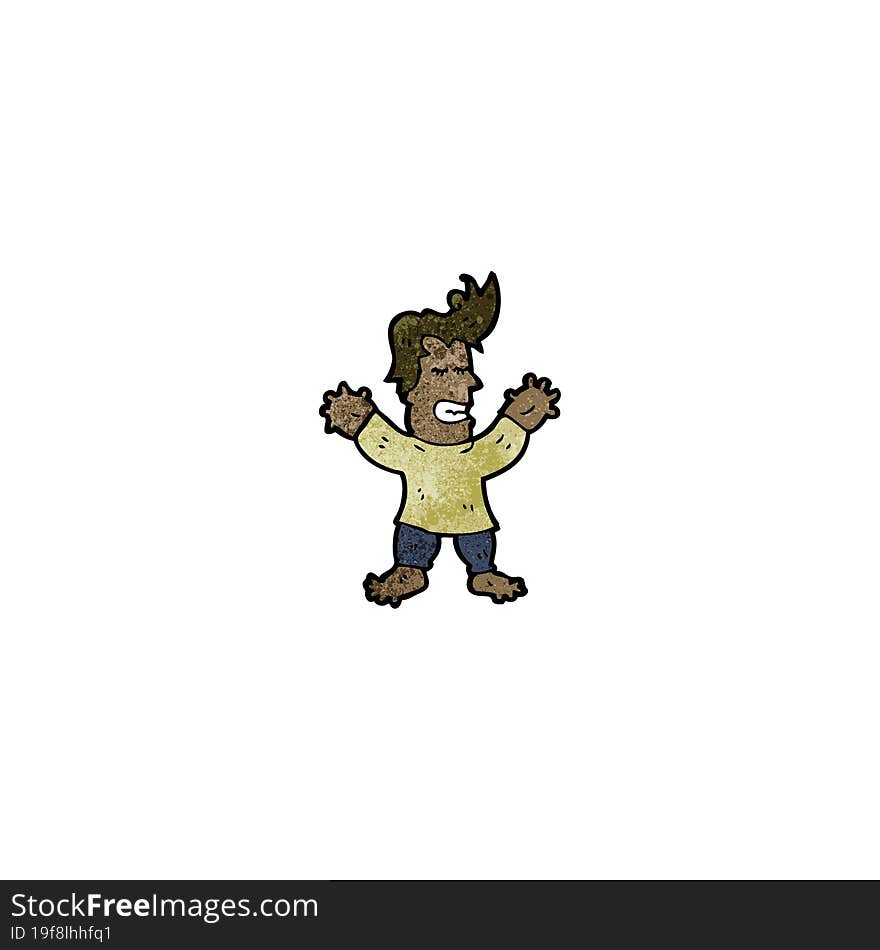 cartoon man with swollen hands and feet