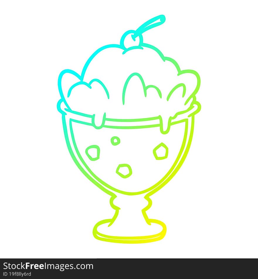 cold gradient line drawing tasty dessert