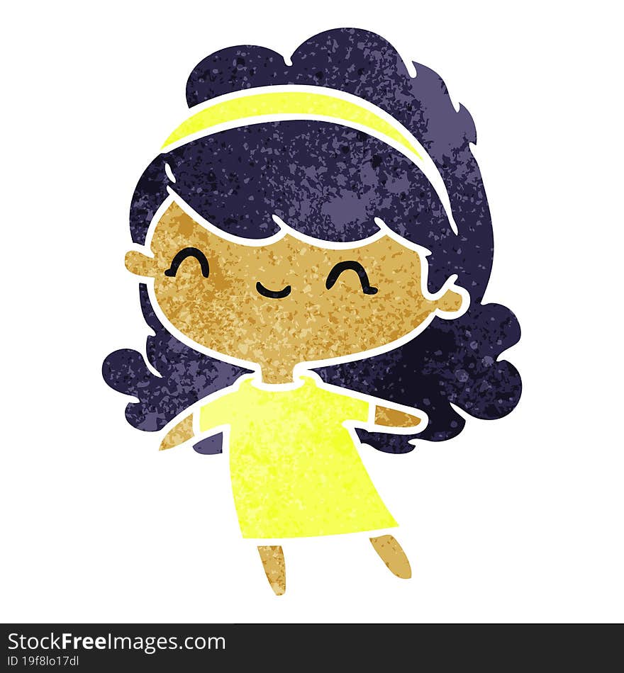 retro cartoon kawaii girl with head band