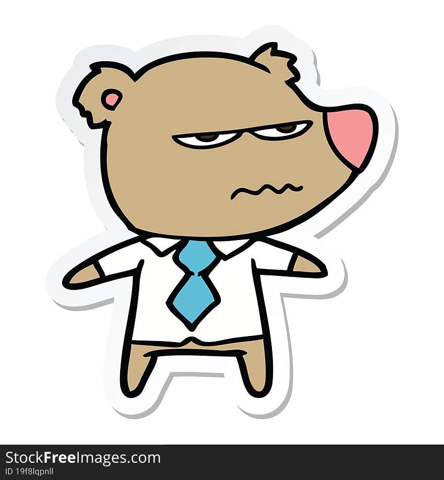 sticker of a cartoon angry boss bear